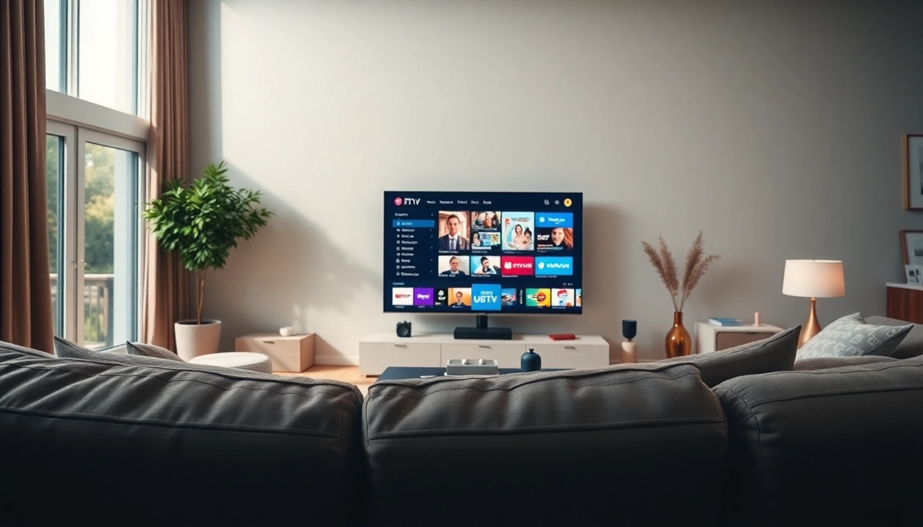 Stream quality IPTV Suisse channels displayed on a modern TV in a cozy living room.