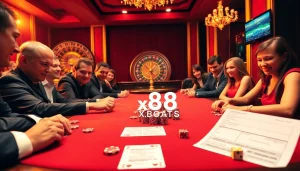 Experience the thrill of poker at https://xx88.boats/ with eager players around a casino table.