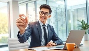 카드 한도 현금화 과정에서 전문가가 분석하는 모습의 일러스트