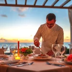 A private chef in Sint Maarten prepares a gourmet meal outdoors, offering a luxury dining experience.