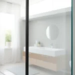 Admire paroi de douche 150x200 in a sleek modern bathroom showcasing elegance and functionality.
