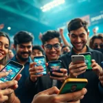 Engaging users with top sports betting apps India showcased on mobile devices in a vibrant environment.
