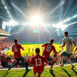 스포츠중계 생중계 중인 축구 경기의 흥미진진한 장면입니다.