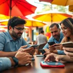 Engaging sports betting in Mexico scene depicting lively discussion over betting apps.