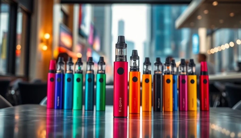 Elfbar in modern setting, showcasing vibrant disposable vapes und accessories.