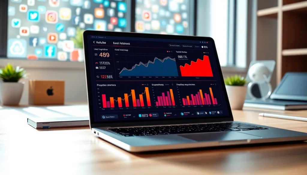 Visual representation of a youtube smm panel dashboard illustrating growth metrics and social media engagement