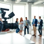 Capture vibrant scenes with a professional oronto video production company in a modern office setting.