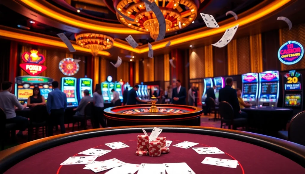 Engage in the thrilling atmosphere of GO8 casinos with vibrant poker and roulette setups.