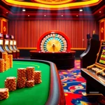 Experience QQ88's energetic online casino atmosphere with vibrant gaming tables and slot machines.