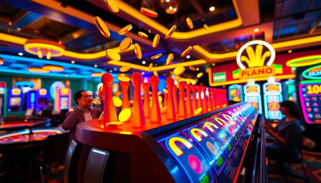 Rasakan pengalaman bermain plinko slot dengan pemain antusias dan suasana kasino yang hidup.