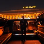 World Cup Group Transportation in luxury limousines at Los Angeles stadium, showcasing premium service and excitement.
