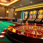 Experience thrilling online gaming action at nh88 with a vibrant casino scene featuring poker tables and slot machines.