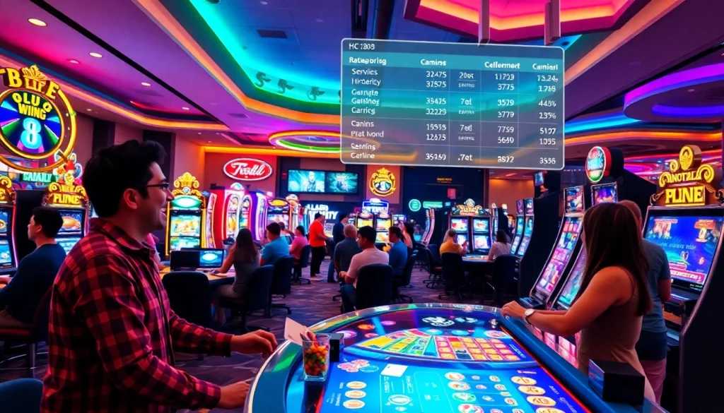 Experience the excitement of Canadian casinos online with players enjoying vibrant gaming scenes.