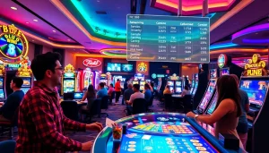 Experience the excitement of Canadian casinos online with players enjoying vibrant gaming scenes.