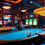 Experience thrilling action at an Indebet casino with vibrant poker games and roulette wheels.