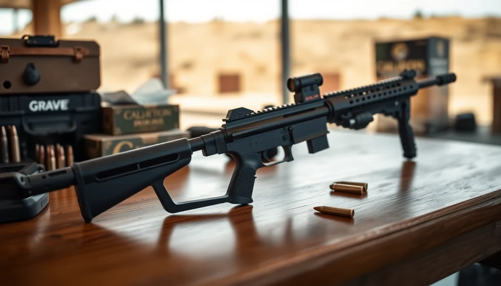 Showcase of graves alamo 15 trigger against tactical gear background, highlighting its precision engineering.