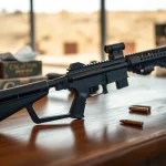 Showcase of graves alamo 15 trigger against tactical gear background, highlighting its precision engineering.