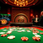 Winning at 88clb poker table with vibrant chips and roulette wheel in a luxurious casino setting.