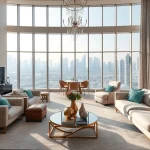 Showcase of sophisticated interior design dubai in a modern apartment with rich textures and elegant decor.