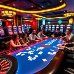Players eagerly betting at the F168 poker table, immersed in a luxurious casino atmosphere.