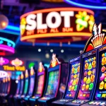 Mencoba peruntungan dalam permainan slot pulsa dengan suasana kasino yang semarak dan penuh energi.
