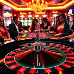 Engaging casino scene showcasing the excitement of link 188bet with players at the roulette table.