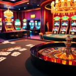 Engaging scene of players at rr88 casino tables, showcasing excitement and luxury.