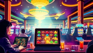Menggambarkan pemain di Istana777 Situs dengan slot online yang penuh warna dan permainan menarik.