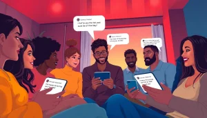 Engaging scene of diverse characters enjoying intimate virtual conversations using sex chat ai technology.