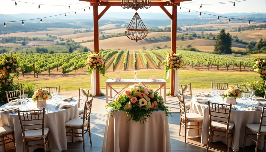 Set up of Clarksburg Wedding Venues with elegant decor and stunning natural scenery.
