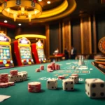 Players enjoying thrilling games at XX88's luxurious casino, surrounded by vibrant slot machines and rich ambiance.