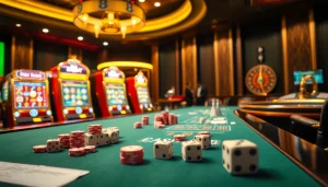 Players enjoying thrilling games at XX88's luxurious casino, surrounded by vibrant slot machines and rich ambiance.