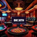 Players enjoying high-stakes gaming at BK8TH online casino with vibrant tables and a luxurious atmosphere.