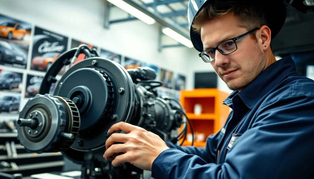 Examine powertrain extended warranty details with a skilled mechanic in a workshop.