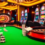 Win big at https://jun88.buzz/ with stunning casino visuals featuring poker chips and a roulette wheel.