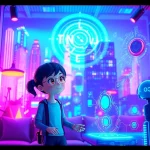 NSFW AI interaction showcasing futuristic digital environments with animated characters.