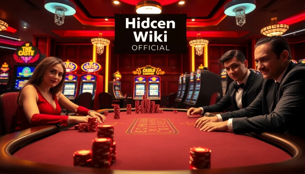 Engaging scene at a casino table showcasing hidden wiki official branding amidst vibrant poker action.