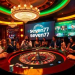 Experience the thrill at situs seven77 with players enjoying bonus games at a luxurious casino table.