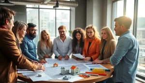 Engaged professionals in construction advocacy Carolinas discuss community development plans enthusiastically.