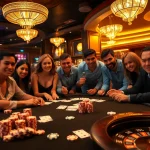 Experience the thrill of onicplay with vibrant casino elements, poker chips, and engaged players.