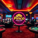 Pinco Casino resmi sayt mühitində oyunçuların şən anlarını əks etdirən enerjili kazino görüntüsü.
