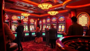 Players enjoying an engaging slot demo mahjong experience at a bustling casino.