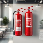 Using an electrical fire extinguisher in a modern office to enhance safety and preparedness.