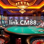 Exciting casino atmosphere with players engaging in games featuring link CM88.