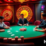 Experience the exciting world of hay.win's premier gambling with a poker table and vibrant casino elements.