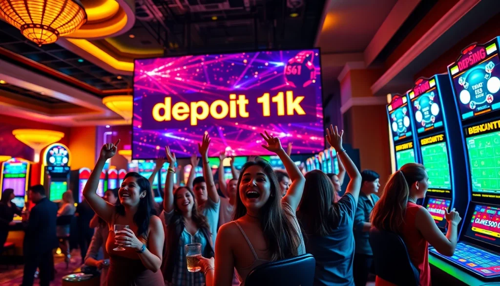 Menyajikan slot deposit 1k dalam suasana kasino online yang meriah dan menegangkan.