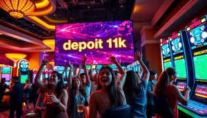 Menyajikan slot deposit 1k dalam suasana kasino online yang meriah dan menegangkan.