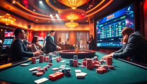 Experience the thrill of betting at 388bet with vibrant casino elements and excited players.