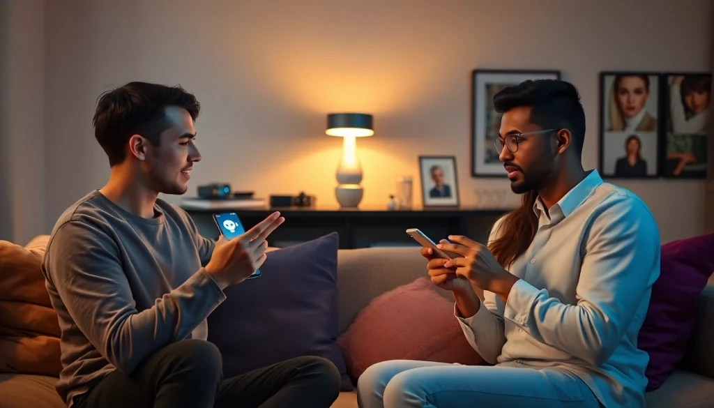 Engaging in nsfw ai chat on smart devices in a stylish living room.