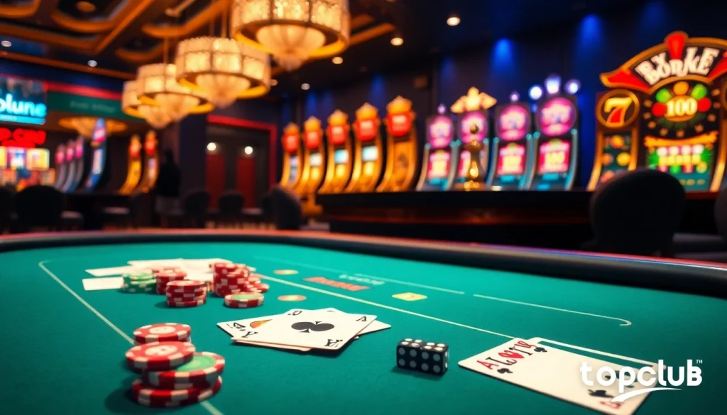 Experience the thrill of gambling at topclub with luxury poker tables and vibrant casino games.